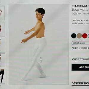 Theatricals boys mattw convertble Tights -white.  Size MC